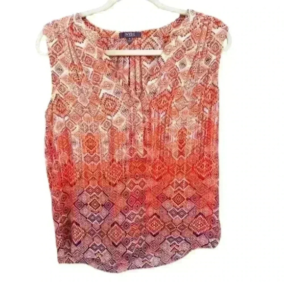 NYDJ Pintuck Floral Sleeveless Blouse Size Small - Picture 1 of 11